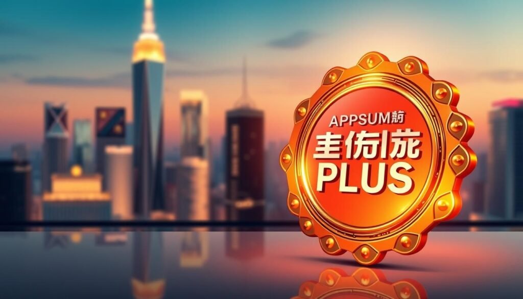 A stunning digital illustration depicting the exclusive "Appsumo Plus" membership. In the foreground, a vibrant, metallic "عضوية مميزة" badge shines under a warm, directional light, accentuating its intricate details and gleaming surface. The middle ground features a sleek, modern interface showcasing the various premium software deals and discounts available to Appsumo Plus members. In the background, a soft, blurred cityscape sets the scene, hinting at the global reach and influence of the Appsumo platform. The overall composition conveys a sense of exclusivity, luxury, and the value of the Appsumo Plus subscription.
