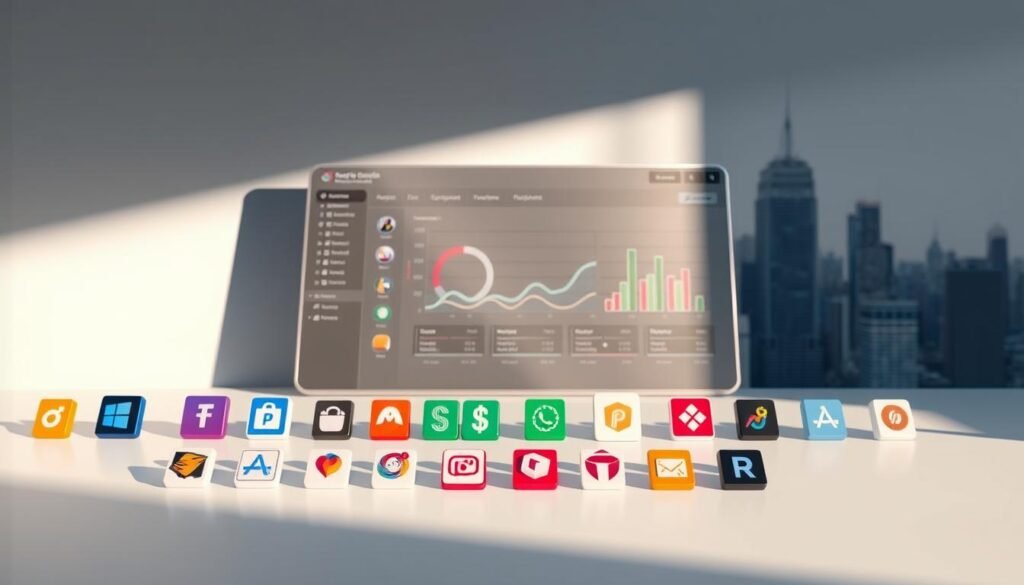 A comprehensive comparison of smart symbol creation tools, showcased in a clean, minimalist layout. The foreground features a grid-like arrangement of various tool icons, each rendered in a distinctive style and color palette to highlight their unique characteristics. The middle ground presents a sleek, metallic dashboard-like interface, hinting at the analytical and evaluative nature of the subject matter. The background subtly depicts a futuristic cityscape, conveying a sense of technological advancement and innovation. Lighting is soft and directional, casting subtle shadows to add depth and dimensionality. The overall atmosphere is one of professionalism, objectivity, and a focus on the tools' capabilities and performance.