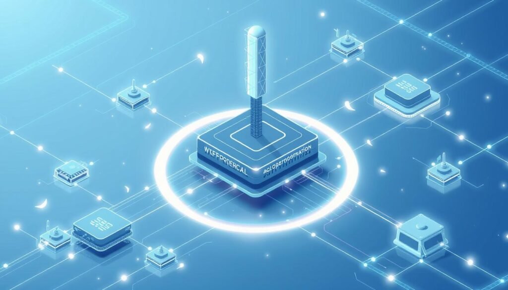 A detailed, technically accurate illustration of a telecommunications system architecture. Show a futuristic, streamlined visual of interconnected nodes, data pathways, and signal propagation in an elegant, minimalist style. Utilize a cool, calming color palette with soft gradients and clean lines to convey a sense of efficiency and reliability. Depict the system from an elevated, bird's-eye perspective to provide a comprehensive overview, with a focus on the core network infrastructure and data transmission flows. Leverage advanced lighting techniques to create depth, dimensionality, and a sense of technological sophistication. Ensure the image exudes a professional, high-quality aesthetic suitable for a technical article on the KrispCall communications platform.