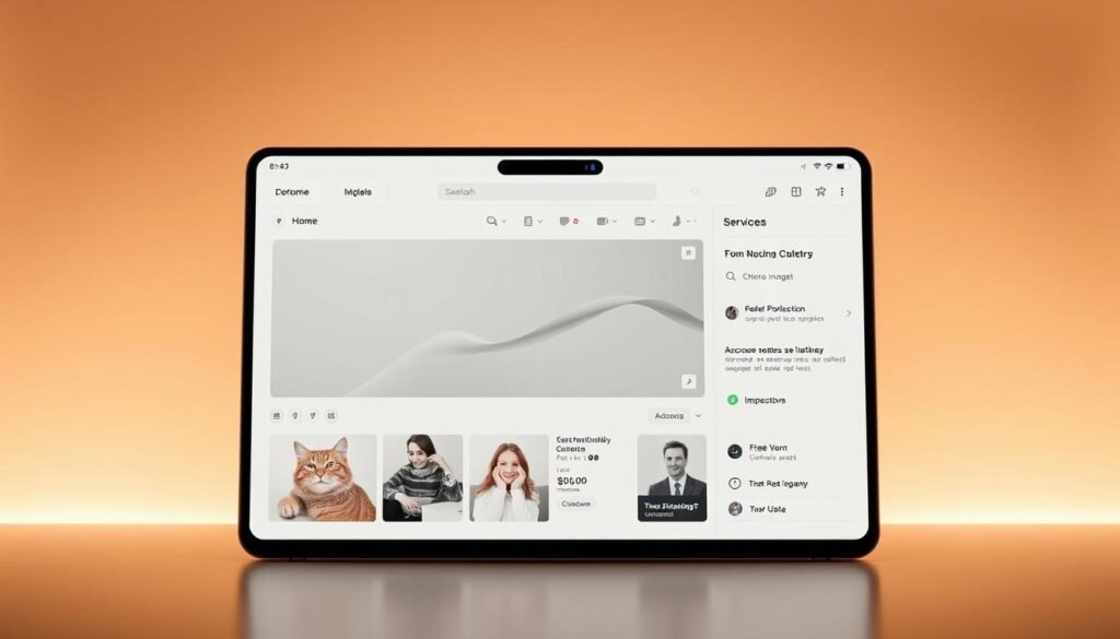 A sleek, intuitive user interface with a minimalist design. A clean, uncluttered layout with clear navigation elements and easy-to-access controls. Soft, warm lighting illuminates the interface, creating a calm and inviting atmosphere. The interaction feels seamless and responsive, with subtle animations and micro-interactions enhancing the user experience. Subtle gradients and muted color palettes provide visual depth and balance. The overall impression is one of simplicity, elegance, and effortless usability, reflecting the innovative nature of Focal AI's services.