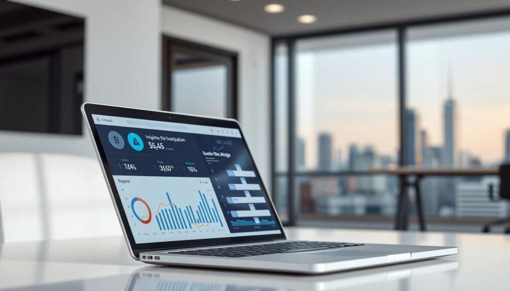 A sleek, modern analysis tool for search engine optimization, showcased in a well-lit, minimalist office setting. A silver laptop or tablet displays insightful SEO data visualizations, accompanied by elegant analytics charts and graphs. The foreground features the tool's user interface, while the middle ground presents a simplified 3D model of a website structure. The background depicts a softly blurred cityscape, hinting at the global reach and impact of effective SEO practices. The overall atmosphere is one of professionalism, efficiency, and the power of data-driven decision-making.