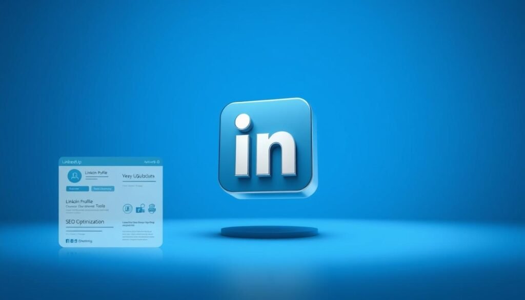 A stylized digital illustration showcasing the key features of AuthoredUp for LinkedIn optimization. In the foreground, a crisp, minimalist UI displaying LinkedIn profile customization tools, SEO optimization, and content management. The middle ground features a floating 3D LinkedIn logo, sleek and chrome-like, casting a subtle reflection. In the background, a soft gradient of LinkedIn's signature blue hues, creating a professional, technology-driven atmosphere. The lighting is clean and directional, emphasizing the modern, intuitive design of the AuthoredUp platform. The overall mood is one of efficiency, elegance, and the promise of enhanced LinkedIn presence. A stylized digital illustration showcasing the key features of AuthoredUp for LinkedIn optimization. In the foreground, a crisp, minimalist UI displaying LinkedIn profile customization tools, SEO optimization, and content management. The middle ground features a floating 3D LinkedIn logo, sleek and chrome-like, casting a subtle reflection. In the background, a soft gradient of LinkedIn's signature blue hues, creating a professional, technology-driven atmosphere. The lighting is clean and directional, emphasizing the modern, intuitive design of the AuthoredUp platform. The overall mood is one of efficiency, elegance, and the promise of enhanced LinkedIn presence.