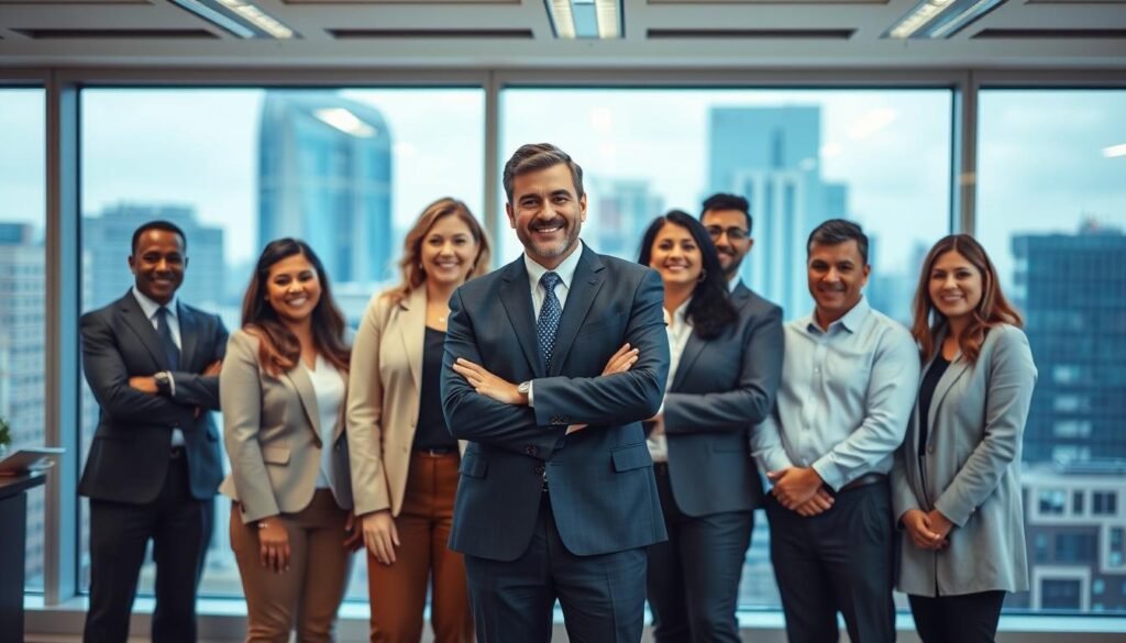 a professional photo shoot of successful customers of Network Solutions web hosting, standing proudly in a well-lit modern office setting, with large windows overlooking a cityscape in the background. The customers are diverse in age, gender, and ethnicity, dressed in business attire, and arranged in a visually appealing group composition. The lighting is soft and flattering, with a slight depth of field blur to draw focus to the central figures. The overall mood is one of confidence, satisfaction, and pride in their choice of web hosting provider. a professional photo shoot of successful customers of Network Solutions web hosting, standing proudly in a well-lit modern office setting, with large windows overlooking a cityscape in the background. The customers are diverse in age, gender, and ethnicity, dressed in business attire, and arranged in a visually appealing group composition. The lighting is soft and flattering, with a slight depth of field blur to draw focus to the central figures. The overall mood is one of confidence, satisfaction, and pride in their choice of web hosting provider.