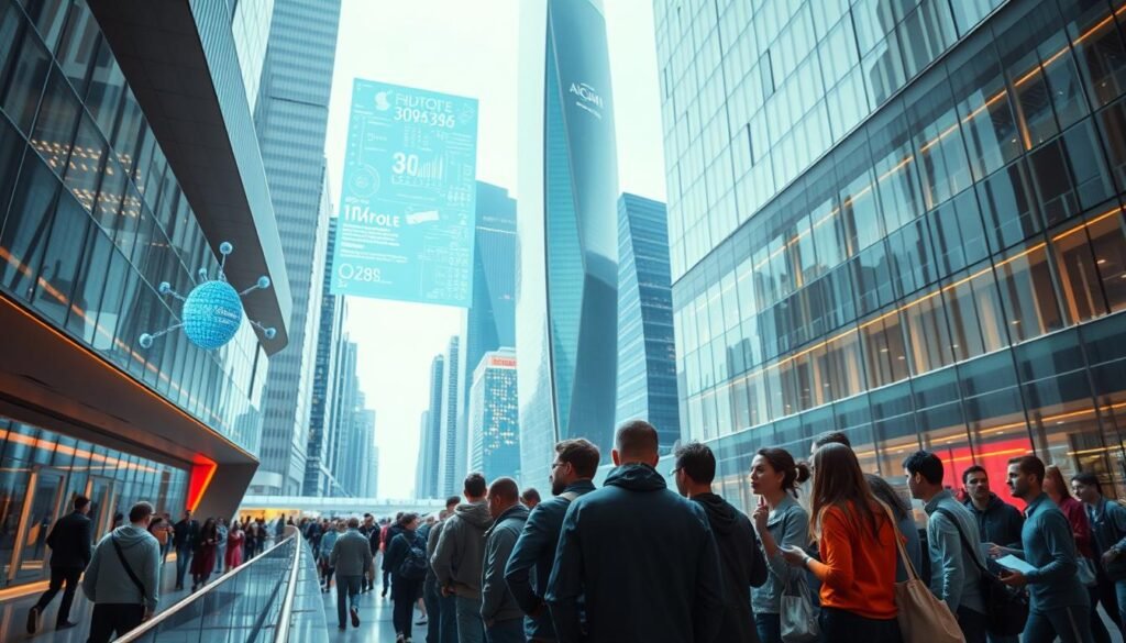 A towering, futuristic structure rises against a backdrop of gleaming skyscrapers, its sleek lines and angular design radiating a sense of technological prowess. Floating holographic displays project cutting-edge data visualizations, while a throng of innovators and entrepreneurs navigate the building's expansive, glass-walled atrium. Bright, diffuse lighting casts a warm glow, imbuing the scene with a sense of boundless potential. In the foreground, a group of determined individuals huddle over tablets and laptops, their expressions intense as they strategize and collaborate, driving the evolution of the program and shaping the contours of the future.